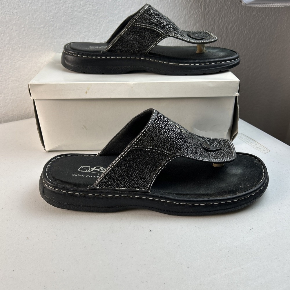 Ray Safari Exotic Leather Sandals Stingray‎ Black Mens Size 14